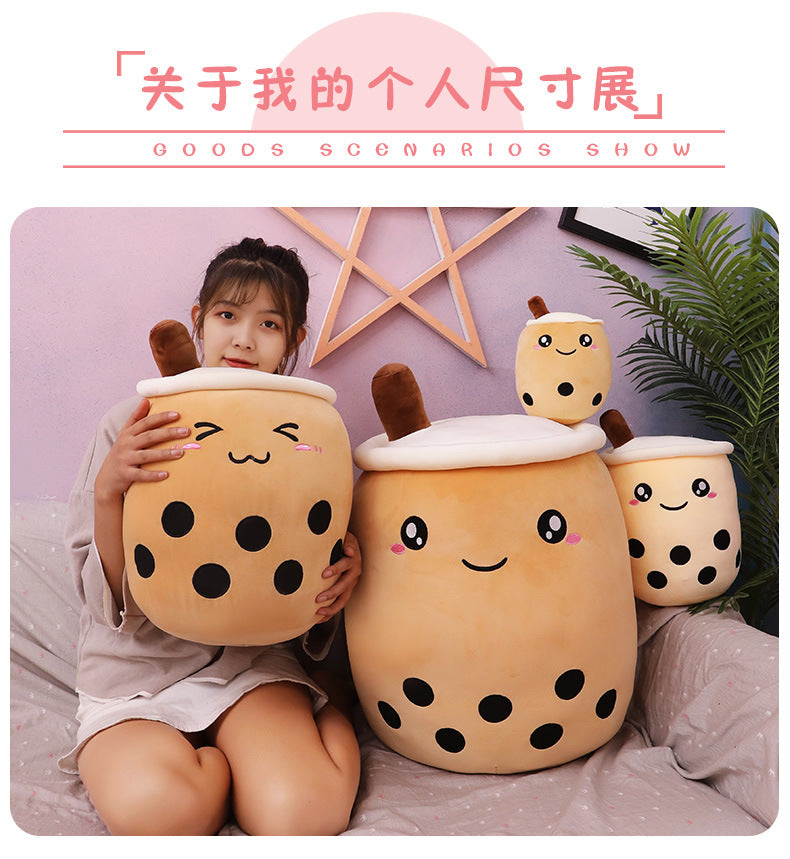 Bubble Tea Cup Plush Toys Kawaii Fruit Milk Tea Design Kids Stuffed Doll Soft Pillow Cushion Birthday Gift for Girl Friend