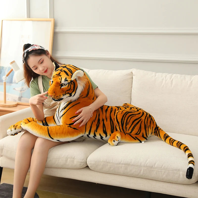 50-110CM Giant Lifelike Tiger Plush Toys Soft Wild Animals Simulation White Brown Tiger Jaguar Doll Children Kids Birthday Gifts