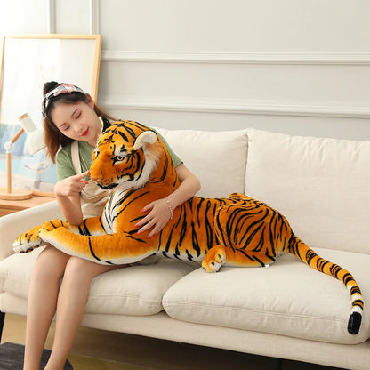 50-110CM Giant Lifelike Tiger Plush Toys Soft Wild Animals Simulation White Brown Tiger Jaguar Doll Children Kids Birthday Gifts