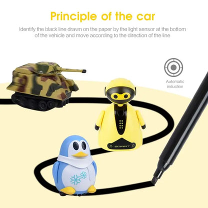 Draw Lines Follow Toy Creative Inductive Electric Robot Car Follow Any Line You Draw Robot Penguin Toy Educational Toy Kid Gifts