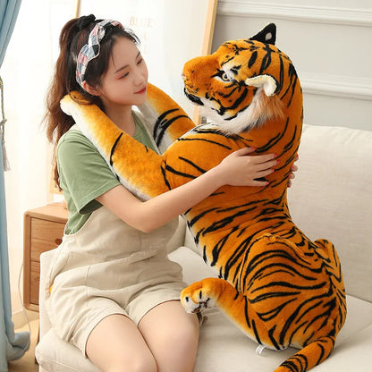 50-110CM Giant Lifelike Tiger Plush Toys Soft Wild Animals Simulation White Brown Tiger Jaguar Doll Children Kids Birthday Gifts