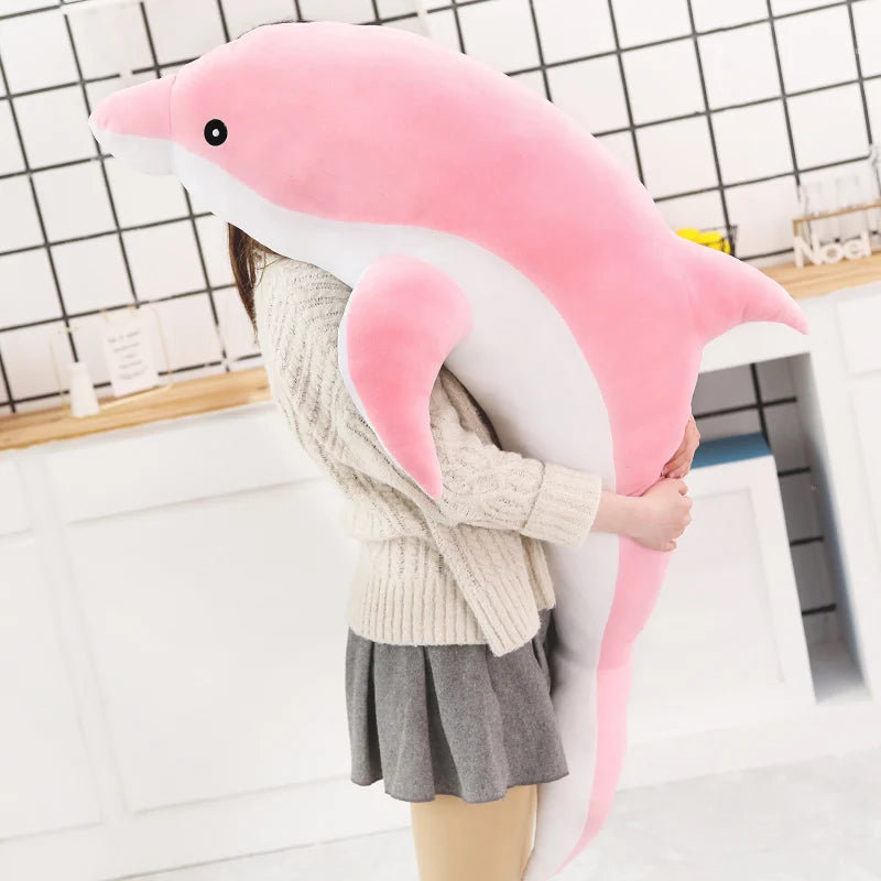 1pc 160CM Big Size kawaii Dolphin Plush Toys Lovely Stuffed Soft Animal Pillow Dolls for Children Girls Sleeping Cushion Gift