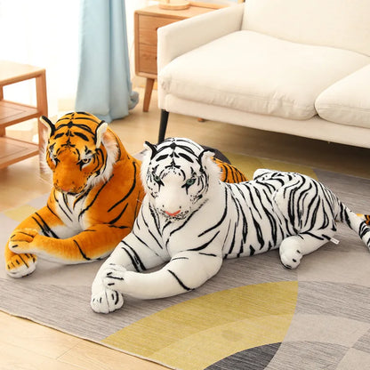 50-110CM Giant Lifelike Tiger Plush Toys Soft Wild Animals Simulation White Brown Tiger Jaguar Doll Children Kids Birthday Gifts