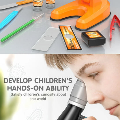 Zoom Children Microscope Biology Lab LED 1200x School Science Experiment Kit Education Scientific Toys Gifts For Kids Scientist