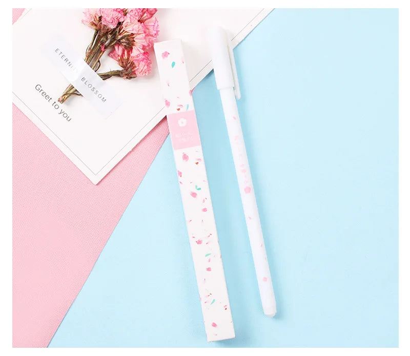 0.38mm Sweet Kawaii Cherry Blossom Gel Ink Pens Cute Sakura Pen Business Signature Pen School Office Writing Supplies Stationery