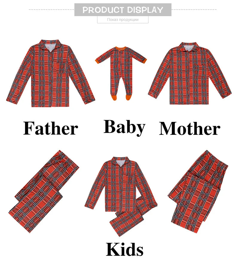 Christmas Homewear Family Clothes Print Long Sleeve Sleepwear Tracksuit Mother Daughter Father Son Matching Outfits Baby Rompers