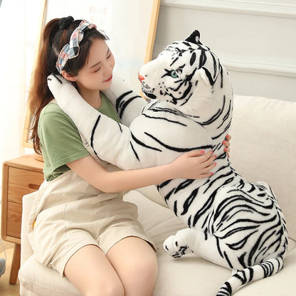 50-110CM Giant Lifelike Tiger Plush Toys Soft Wild Animals Simulation White Brown Tiger Jaguar Doll Children Kids Birthday Gifts