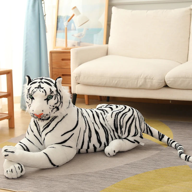 50-110CM Giant Lifelike Tiger Plush Toys Soft Wild Animals Simulation White Brown Tiger Jaguar Doll Children Kids Birthday Gifts