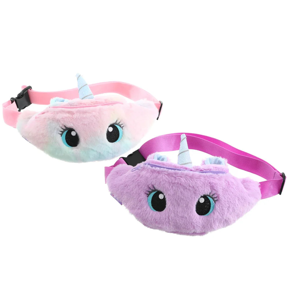 Children's Fanny Pack Cute Unicorn  Plush Toys Belt Gradient Color Chest Bag Cartoon Coin Purse Travel Chest Bag Girls Waist Bag