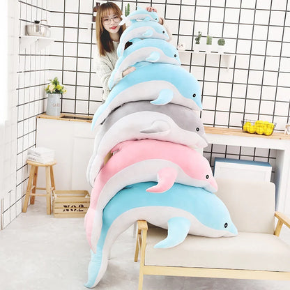 1pc 160CM Big Size kawaii Dolphin Plush Toys Lovely Stuffed Soft Animal Pillow Dolls for Children Girls Sleeping Cushion Gift