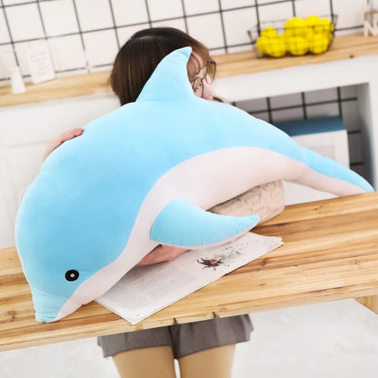 1pc 160CM Big Size kawaii Dolphin Plush Toys Lovely Stuffed Soft Animal Pillow Dolls for Children Girls Sleeping Cushion Gift