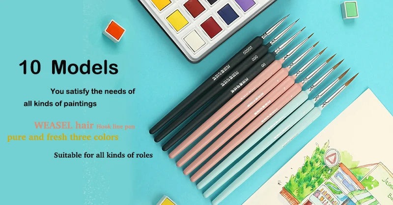 3Pcs/Set Kids Student fan shap Gouache Painting Pen Nylon Hair Wooden Handle Paint Brush set Drawing Art Supplies