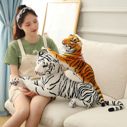 50-110CM Giant Lifelike Tiger Plush Toys Soft Wild Animals Simulation White Brown Tiger Jaguar Doll Children Kids Birthday Gifts