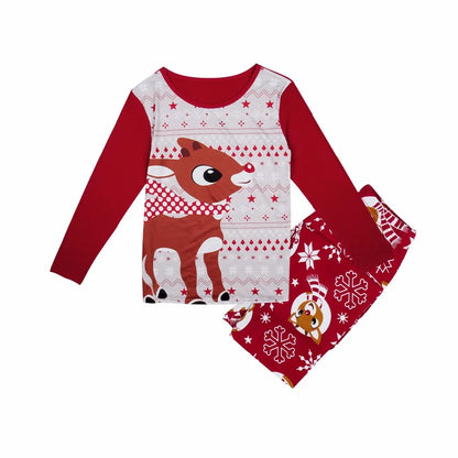 Family Christmas Matching Clothes Family Pajamas Set 2021 Fashion Red Deer Adult Children Set Baby Romper Christmas Pajamas