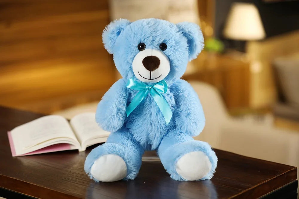 35CM Cute Colorful Bow Tie Bear Doll Plush Toy Hug Bear Doll Children Birthday Gift Pillow Teddy bear Home Living Room Bedroom