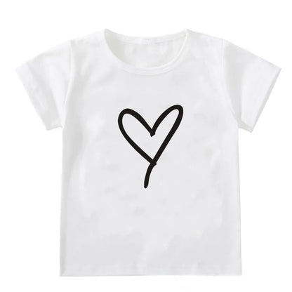 1PC Fashion Mommy and Me Heart Print Matching Tshirt Mom Daughter Dad and Son Family Look Clothes T Shirt Mother's Day Gift