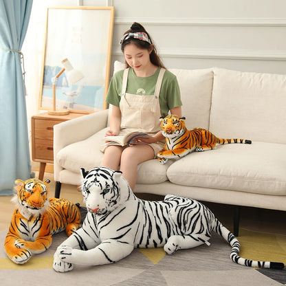 50-110CM Giant Lifelike Tiger Plush Toys Soft Wild Animals Simulation White Brown Tiger Jaguar Doll Children Kids Birthday Gifts