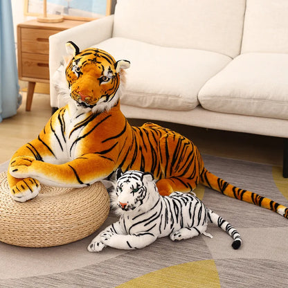 50-110CM Giant Lifelike Tiger Plush Toys Soft Wild Animals Simulation White Brown Tiger Jaguar Doll Children Kids Birthday Gifts