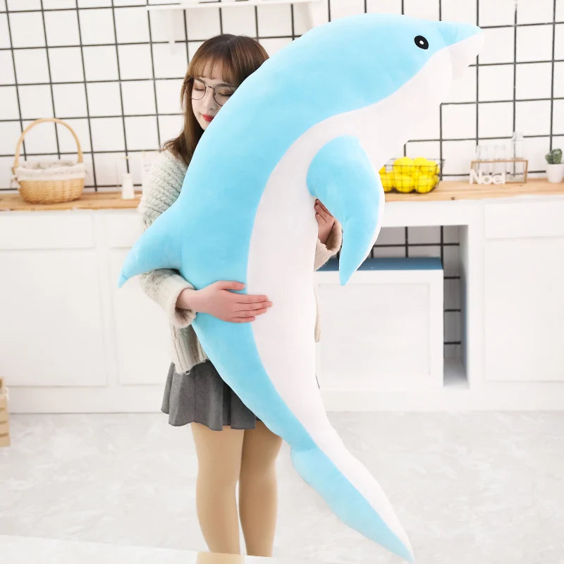 1pc 160CM Big Size kawaii Dolphin Plush Toys Lovely Stuffed Soft Animal Pillow Dolls for Children Girls Sleeping Cushion Gift