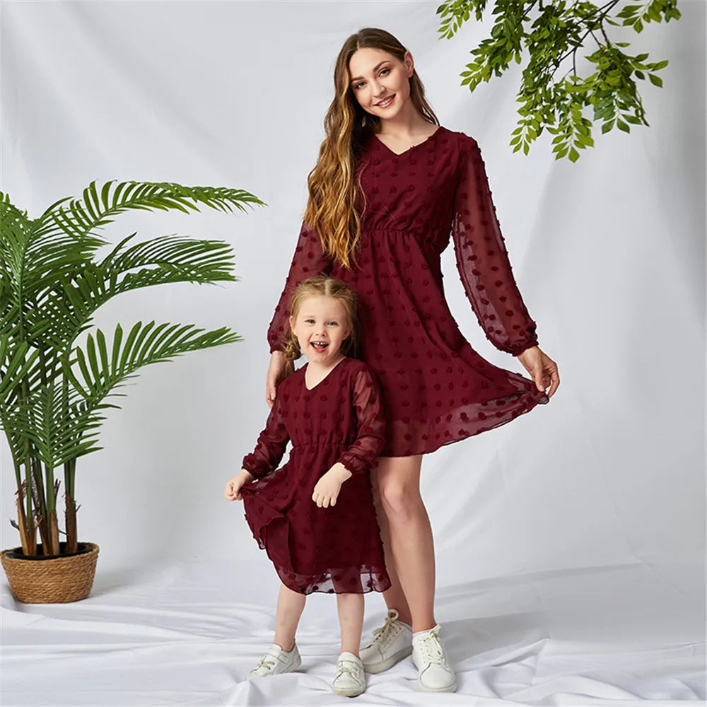 Summer Mom And Daughter Dress Family Outfits Long Sleeve White Floral Dress Mother And Daughter Clothes Mommy And Me Clothes