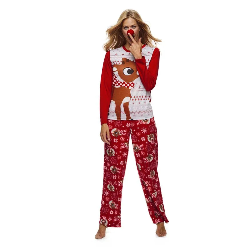 Family Christmas Matching Clothes Family Pajamas Set 2021 Fashion Red Deer Adult Children Set Baby Romper Christmas Pajamas