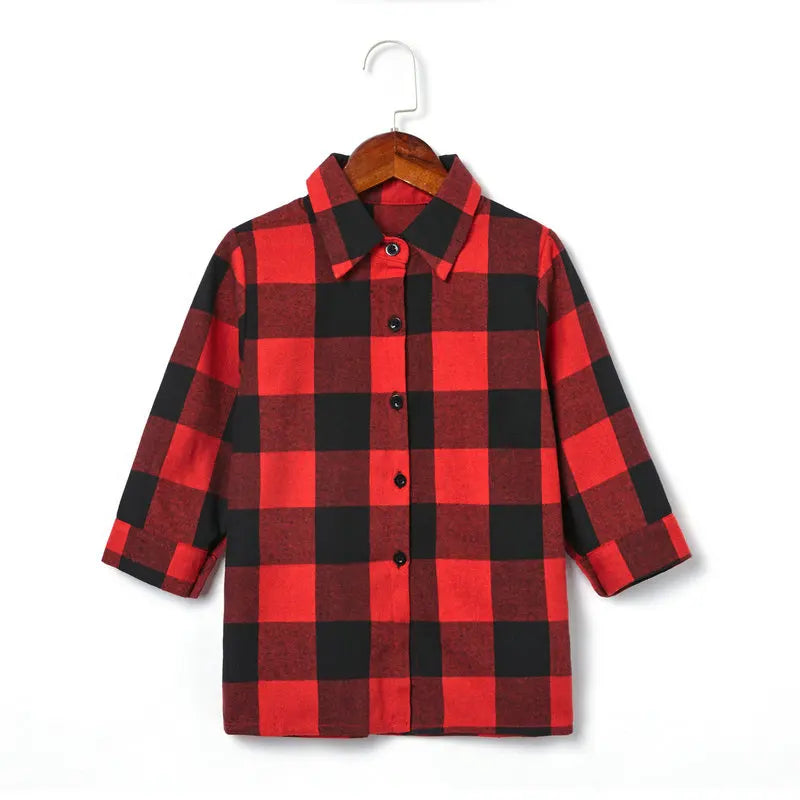 Autumn Family Matching Outfits Plaid Sweatshirts Full Family Mother Father Daughter Son Long Sleeve Blouse Clothes Couple Wear