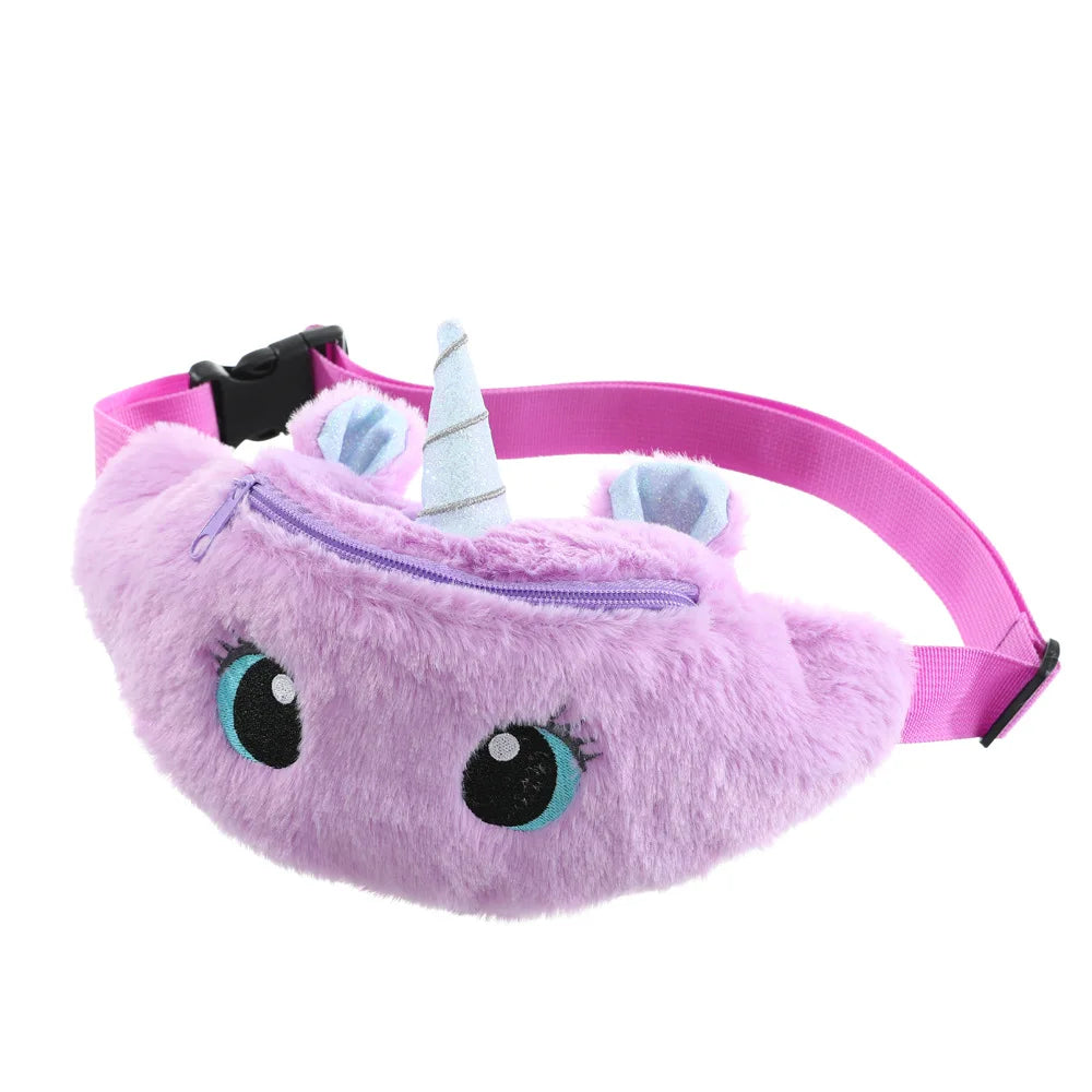 Children's Fanny Pack Cute Unicorn  Plush Toys Belt Gradient Color Chest Bag Cartoon Coin Purse Travel Chest Bag Girls Waist Bag