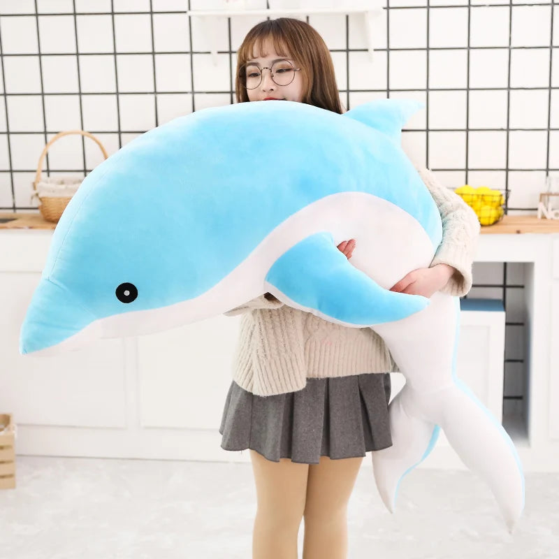 1pc 160CM Big Size kawaii Dolphin Plush Toys Lovely Stuffed Soft Animal Pillow Dolls for Children Girls Sleeping Cushion Gift