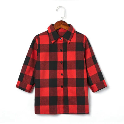 Autumn Family Matching Outfits Plaid Sweatshirts Full Family Mother Father Daughter Son Long Sleeve Blouse Clothes Couple Wear