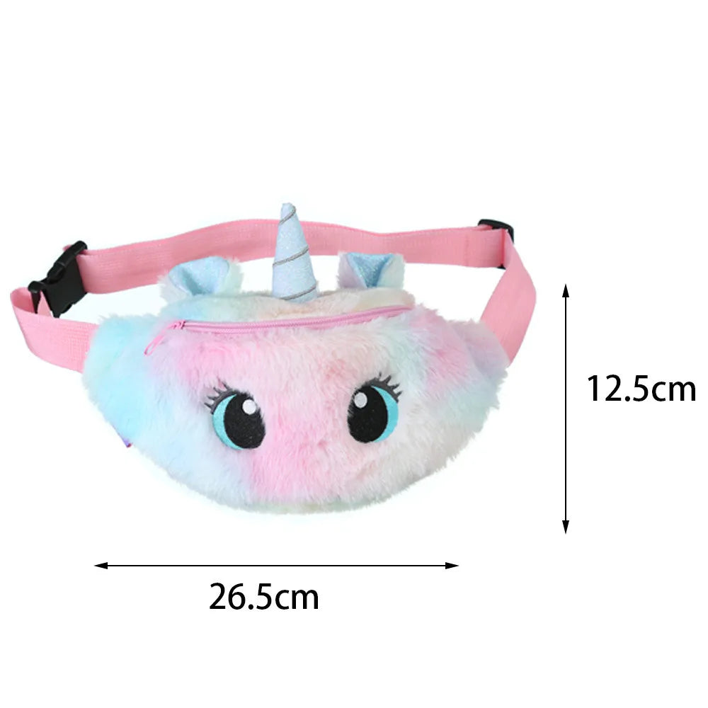 Children's Fanny Pack Cute Unicorn  Plush Toys Belt Gradient Color Chest Bag Cartoon Coin Purse Travel Chest Bag Girls Waist Bag