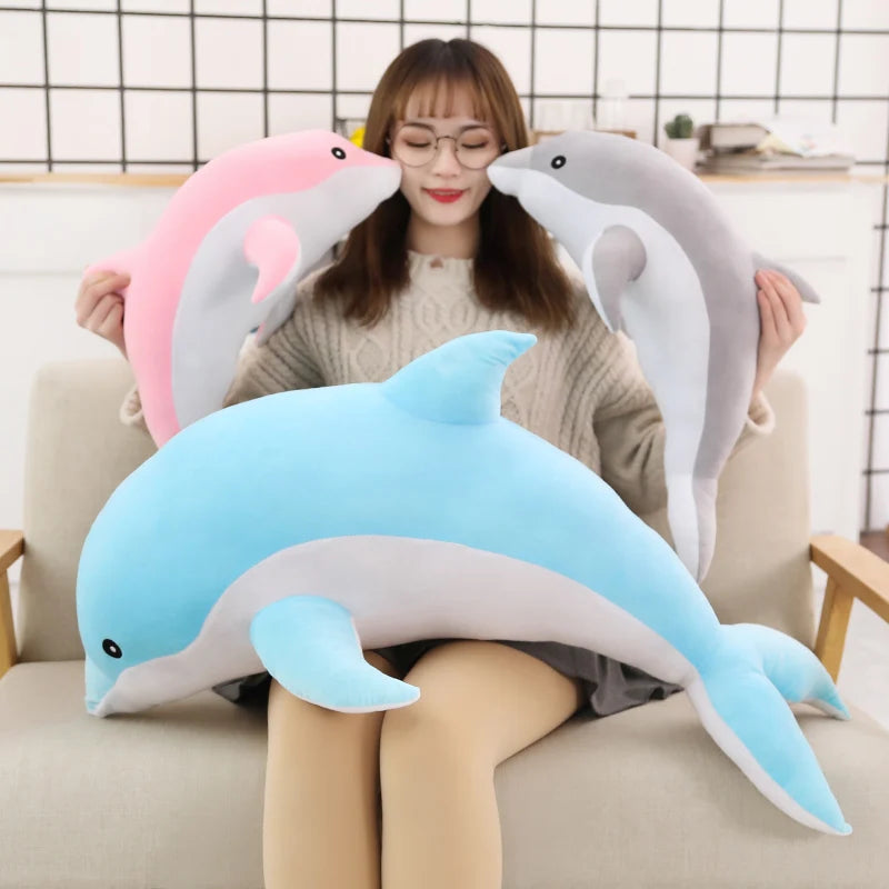 1pc 160CM Big Size kawaii Dolphin Plush Toys Lovely Stuffed Soft Animal Pillow Dolls for Children Girls Sleeping Cushion Gift