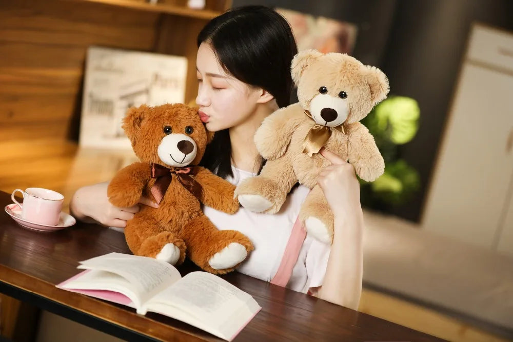 35CM Cute Colorful Bow Tie Bear Doll Plush Toy Hug Bear Doll Children Birthday Gift Pillow Teddy bear Home Living Room Bedroom