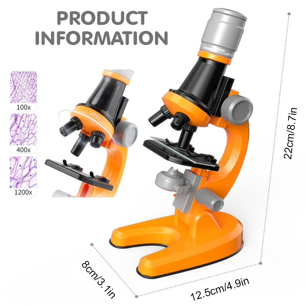 Zoom Children Microscope Biology Lab LED 1200x School Science Experiment Kit Education Scientific Toys Gifts For Kids Scientist