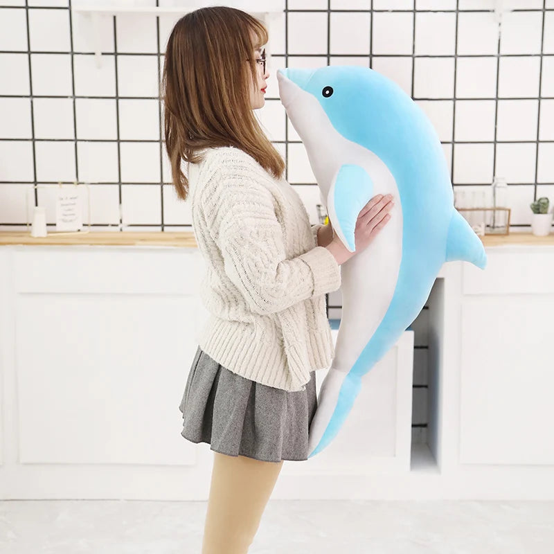 1pc 160CM Big Size kawaii Dolphin Plush Toys Lovely Stuffed Soft Animal Pillow Dolls for Children Girls Sleeping Cushion Gift