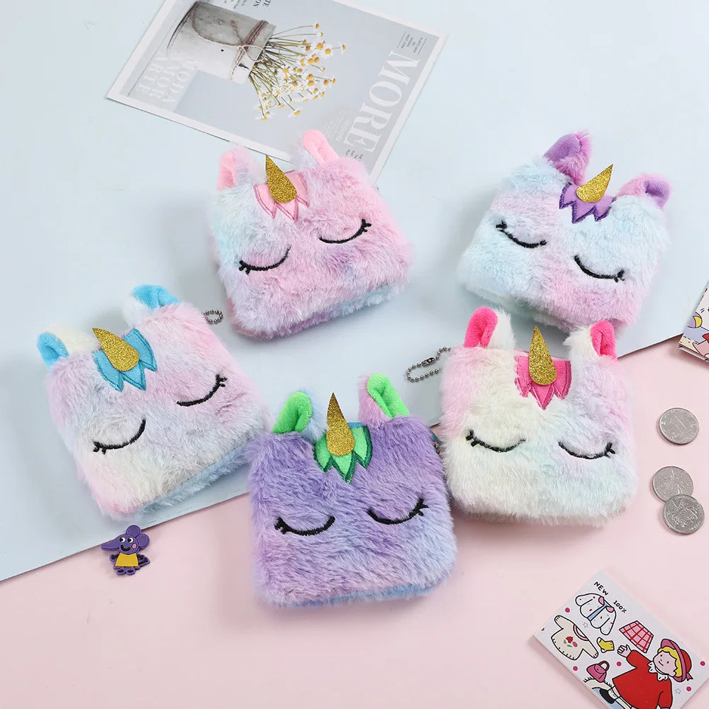 Children's Fanny Pack Cute Unicorn  Plush Toys Belt Gradient Color Chest Bag Cartoon Coin Purse Travel Chest Bag Girls Waist Bag