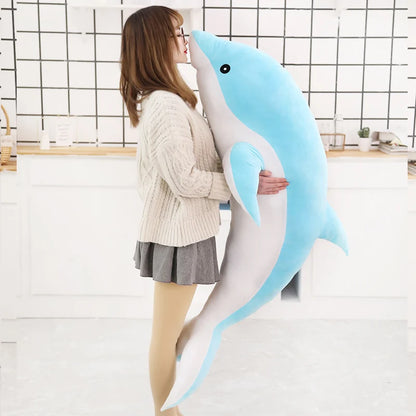 1pc 160CM Big Size kawaii Dolphin Plush Toys Lovely Stuffed Soft Animal Pillow Dolls for Children Girls Sleeping Cushion Gift