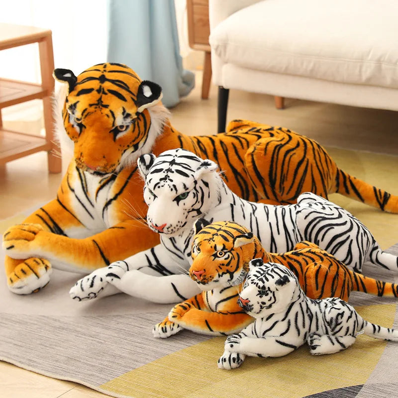 50-110CM Giant Lifelike Tiger Plush Toys Soft Wild Animals Simulation White Brown Tiger Jaguar Doll Children Kids Birthday Gifts