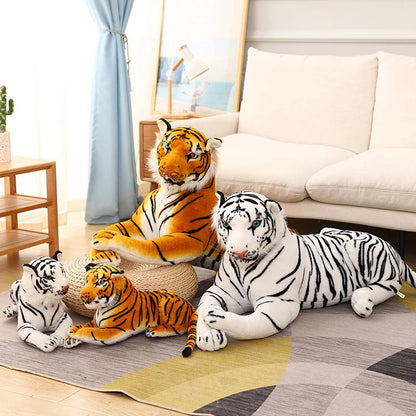 50-110CM Giant Lifelike Tiger Plush Toys Soft Wild Animals Simulation White Brown Tiger Jaguar Doll Children Kids Birthday Gifts