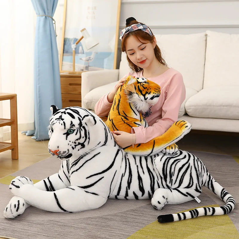 50-110CM Giant Lifelike Tiger Plush Toys Soft Wild Animals Simulation White Brown Tiger Jaguar Doll Children Kids Birthday Gifts