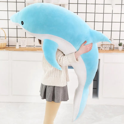 1pc 160CM Big Size kawaii Dolphin Plush Toys Lovely Stuffed Soft Animal Pillow Dolls for Children Girls Sleeping Cushion Gift