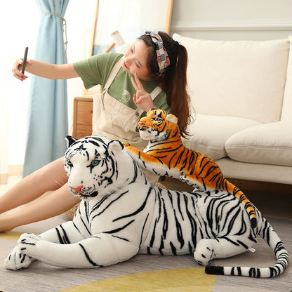 50-110CM Giant Lifelike Tiger Plush Toys Soft Wild Animals Simulation White Brown Tiger Jaguar Doll Children Kids Birthday Gifts