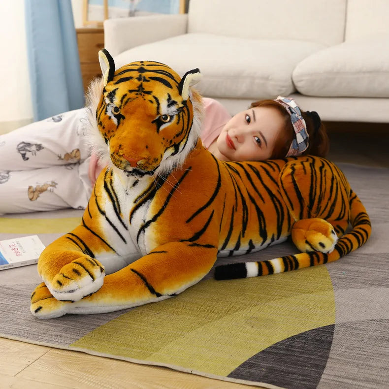 50-110CM Giant Lifelike Tiger Plush Toys Soft Wild Animals Simulation White Brown Tiger Jaguar Doll Children Kids Birthday Gifts