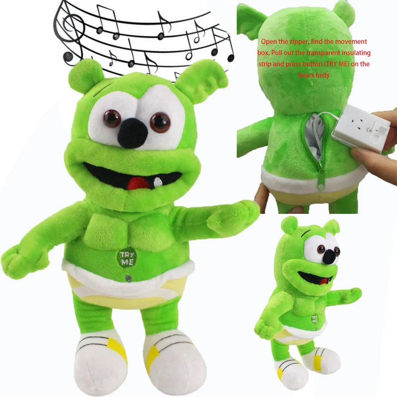 30cm Singing Gummy Plush Toys With Music Voice Gummy Bear Stuffed Dolls Peluche Sounding Bear Plushie Toys Baby Toys for Kids