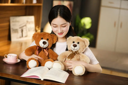 35CM Cute Colorful Bow Tie Bear Doll Plush Toy Hug Bear Doll Children Birthday Gift Pillow Teddy bear Home Living Room Bedroom