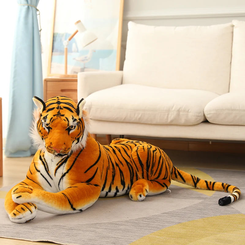 50-110CM Giant Lifelike Tiger Plush Toys Soft Wild Animals Simulation White Brown Tiger Jaguar Doll Children Kids Birthday Gifts