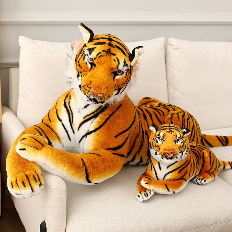 50-110CM Giant Lifelike Tiger Plush Toys Soft Wild Animals Simulation White Brown Tiger Jaguar Doll Children Kids Birthday Gifts