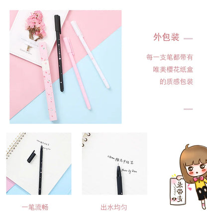 0.38mm Sweet Kawaii Cherry Blossom Gel Ink Pens Cute Sakura Pen Business Signature Pen School Office Writing Supplies Stationery