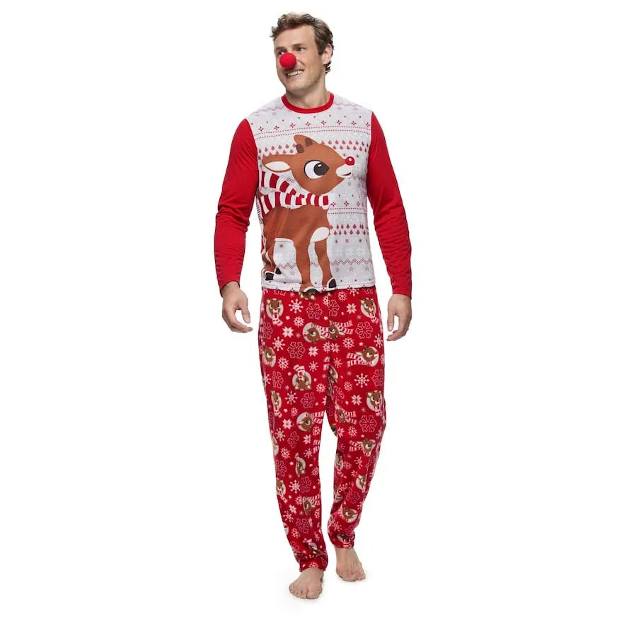 Family Christmas Matching Clothes Family Pajamas Set 2021 Fashion Red Deer Adult Children Set Baby Romper Christmas Pajamas