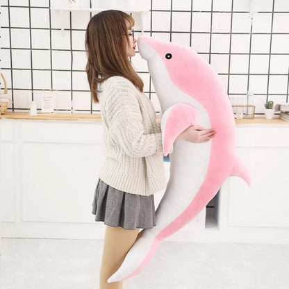 1pc 160CM Big Size kawaii Dolphin Plush Toys Lovely Stuffed Soft Animal Pillow Dolls for Children Girls Sleeping Cushion Gift