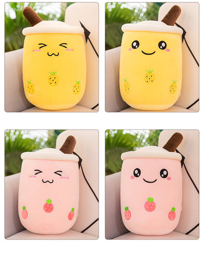 Bubble Tea Cup Plush Toys Kawaii Fruit Milk Tea Design Kids Stuffed Doll Soft Pillow Cushion Birthday Gift for Girl Friend